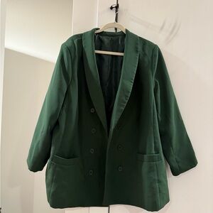 Vintage Double-Breasted Green Women's Blazer